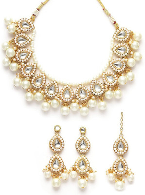 fabula Alloy Gold-plated Gold, White Jewellery Set(Pack of 1)