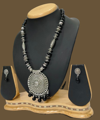 Geesa Oxidised Silver Black Jewellery Set(Pack of 2)