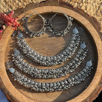 ISLANA Alloy Silver Jewellery Set(Pack of 3)