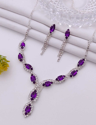 ShringarHouse Stone, Alloy Sterling Silver, Silver Silver, Purple Jewellery Set(Pack of 1)