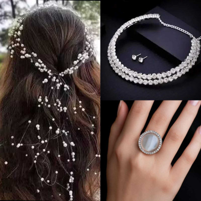 THB Alloy Silver Jewellery Set(Pack of 3)