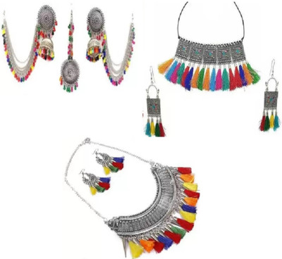 ZUKHRUF Oxidised Silver Silver Multicolor Jewellery Set(Pack of 5)
