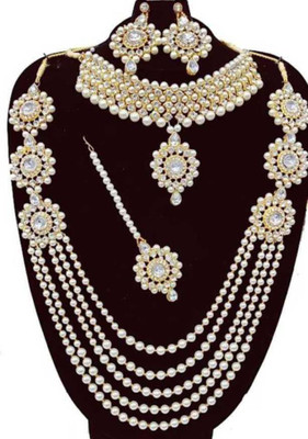Chikku Mother of Pearl, Alloy Gold-plated White Jewellery Set(Pack of 1)