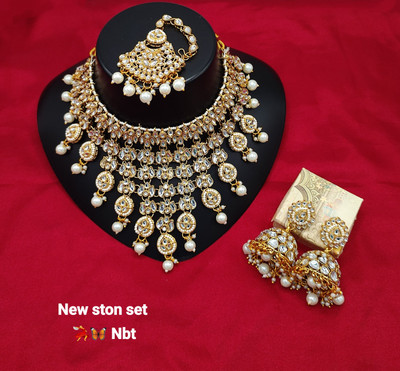 padmawati Brass Gold-plated Green Jewellery Set(Pack of 4)