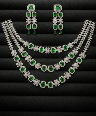 Trendyz Alloy Silver Green Jewellery Set(Pack of 1)