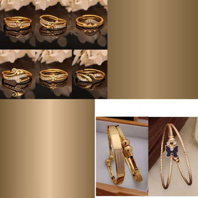 VEDDAA Brass Gold-plated Silver, Red, Yellow Jewellery Set(Pack of 8)