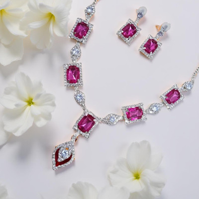 Applix Style Alloy Silver Pink, Silver Jewellery Set(Pack of 1)