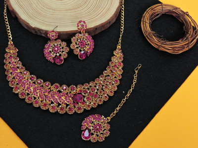 VATSALYA creation Alloy Gold-plated Ruby Red Jewellery Set(Pack of 1)