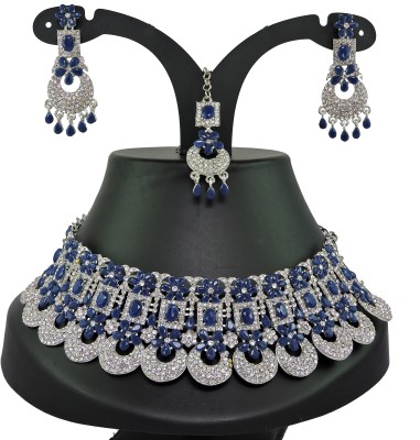 VATSALYA creation Alloy Gold-plated Blue Jewellery Set(Pack of 1)