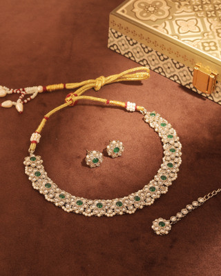 Saloni Fashion Jewellery Alloy Gold-plated Green Jewellery Set(Pack of 4)