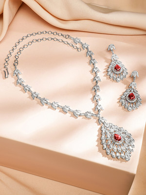 RUBANS Brass Rhodium Silver Jewellery Set(Pack of 2)