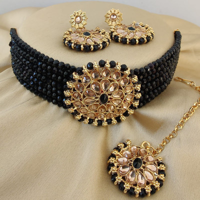 Padmavati Bangles Alloy Gold-plated Black, Gold Jewellery Set(Pack of 1)