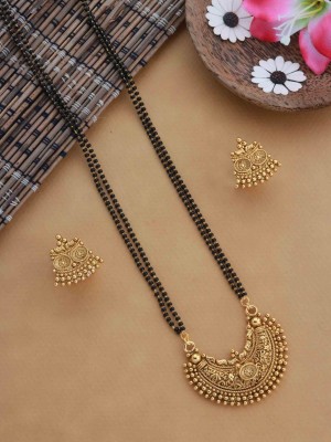 Pradarshan Alloy Gold-plated Gold, Black Jewellery Set(Pack of 1)