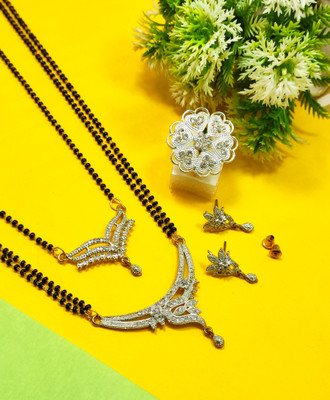 Divyanshi Collection Brass Silver Silver, Black Jewellery Set(Pack of 4)