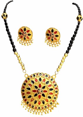 balaji gold Copper Gold-plated Red, Black Jewellery Set(Pack of 1)