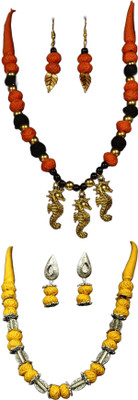 HOUSE OFF COMMON Oxidised Silver Orange, Multicolor Jewellery Set(Pack of 2)