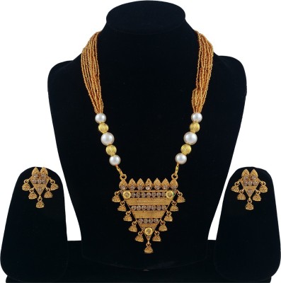 Darsha Collections Crystal, Dori, Alloy Gold-plated Gold, White Jewellery Set(Pack of 1)