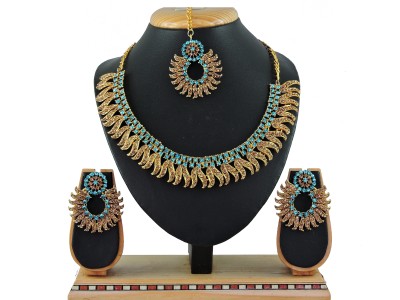 KAHAR CREATION Alloy Gold-plated Blue Jewellery Set(Pack of 1)