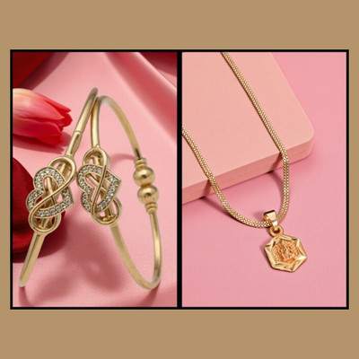 REEWAZIMPERIAL Brass Gold-plated Gold Jewellery Set(Pack of 2)