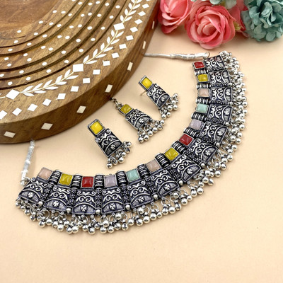 Varnii Alloy Silver Multicolor Jewellery Set(Pack of 1)