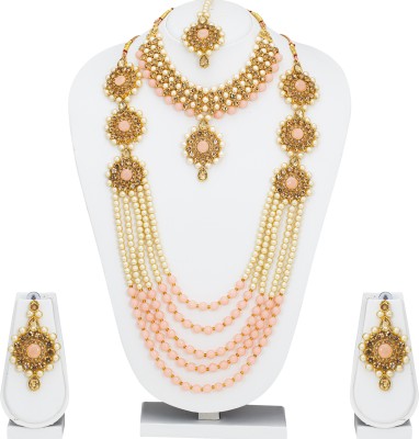 Sukkhi Alloy Gold-plated Pink, White Jewellery Set(Pack of 1)