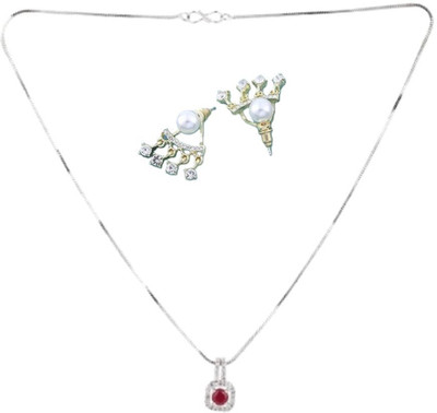 SKG Fashions Stone Maroon, White Jewellery Set(Pack of 1)