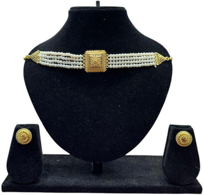 MODELFLUX Brass Gold, White Jewellery Set(Pack of 1)