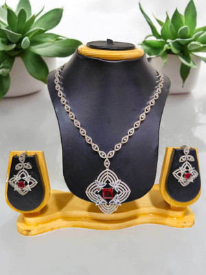 RinGold Brass Gold-plated Red, Silver Jewellery Set(Pack of 3)