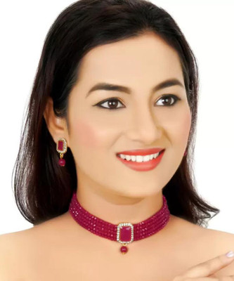 Padmavati Bangles Alloy Gold-plated Ruby Red, Pink Jewellery Set(Pack of 1)