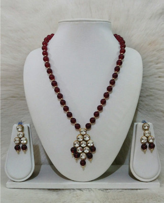 DHIVARA Brass Copper Maroon Jewellery Set(Pack of 1)