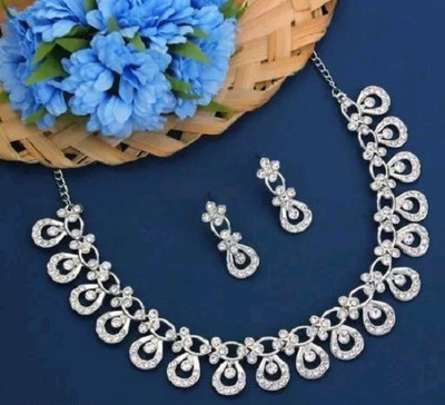 Pink Princess Brass Brass Silver Jewellery Set(Pack of 1)