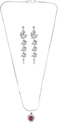 SKG Fashions Stone Red, Silver Jewellery Set(Pack of 1)