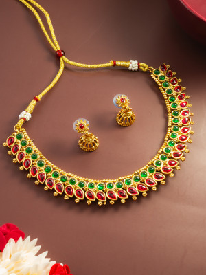 Vermont Brass Gold-plated Red, Gold, Green Jewellery Set(Pack of 2)