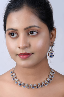 KD JEWELLERS Brass Blue Jewellery Set(Pack of 1)