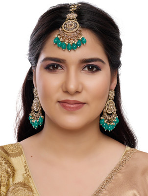 R A Enterprises Alloy Gold-plated Green Jewellery Set(Pack of 1)
