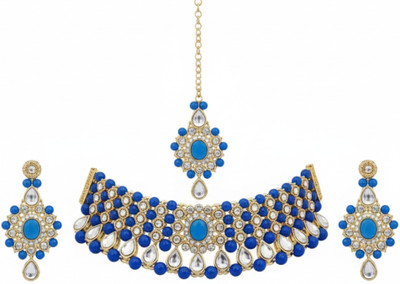 Amoha Lifestyle Alloy Gold-plated Blue, Gold, White Jewellery Set(Pack of 4)