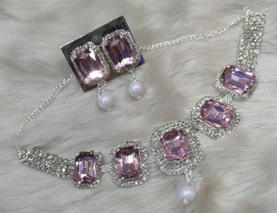 TIGENECY Alloy Rhodium Pink Jewellery Set(Pack of 1)