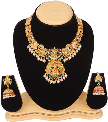 Swarajshop Alloy Gold-plated Green Jewellery Set(Pack of 3)
