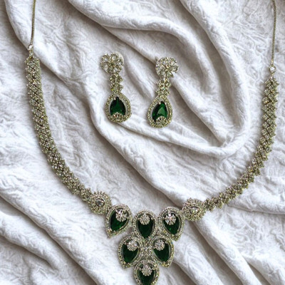 Amoha Lifestyle Alloy Silver Green, Silver Jewellery Set(Pack of 2)