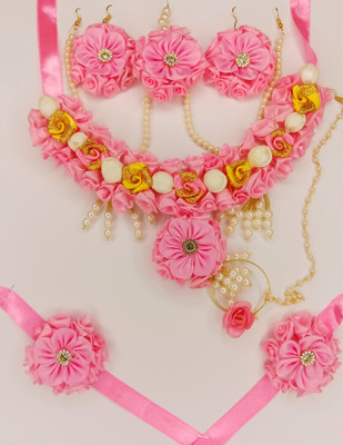 HANDEZZ Fabric Pink Jewellery Set(Pack of 7)
