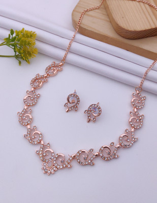 bhanu diam Alloy Gold-plated Rose Gold Jewellery Set(Pack of 1)