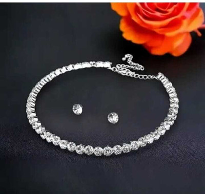 Blooming Jwells Alloy Silver White Jewellery Set(Pack of 1)