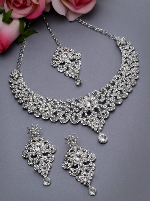 Sukkhi Alloy Rhodium Silver Jewellery Set(Pack of 4)