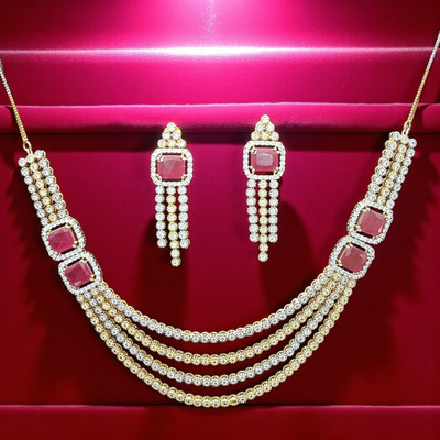 Aroras Bridal & Fashion Jewellery Copper Rhodium, Gold-plated Silver Jewellery Set(Pack of 1)