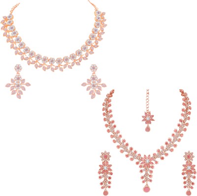 Atasi International Alloy Gold-plated Rose Gold, Pink Jewellery Set(Pack of 1)