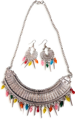 Aarugo Oxidised Silver Multicolor Jewellery Set(Pack of 1)