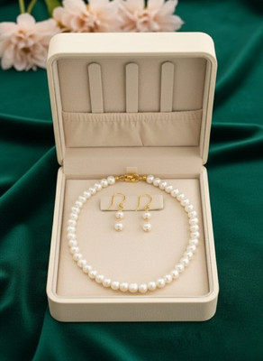 V.V. Sons Alloy Gold-plated White Jewellery Set(Pack of 2)