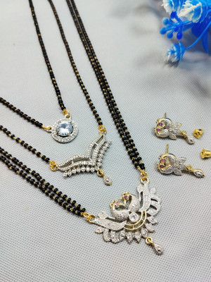 Divyanshi Collection Brass Silver Silver, Black, Gold Jewellery Set(Pack of 3)