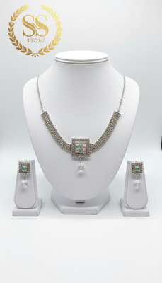 SSvidhi Jewels Alloy Rhodium Silver, White Jewellery Set(Pack of 1)