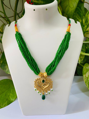 Dhanlaxmi Creation Copper Gold-plated Green, Gold Jewellery Set(Pack of 1)